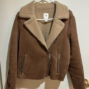 H&M faux suede jacket size 2 brown